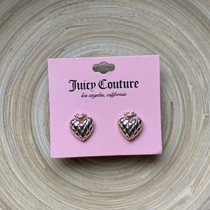 NWT, Juicy Couture Quilted Heart Rose Gold Post Earrings